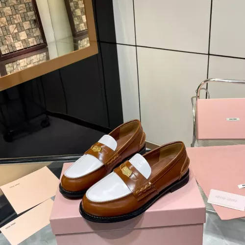 MIU MIU Leather Shoes For Women #1305545 $98.00 USD, Wholesale Replica MIU MIU Leather Shoes