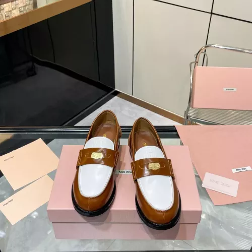Replica MIU MIU Leather Shoes For Women #1305545 $98.00 USD for Wholesale