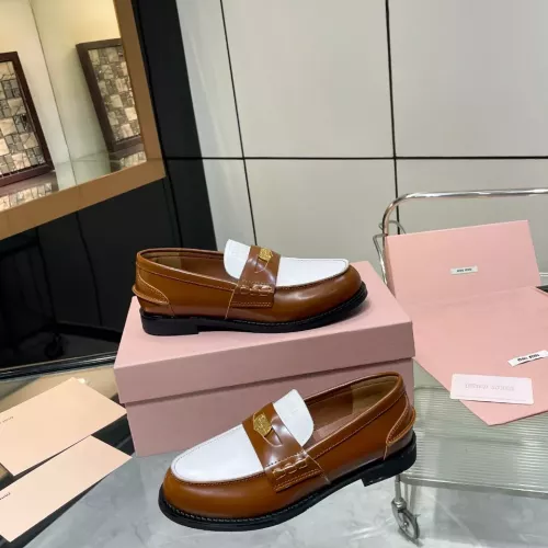 Replica MIU MIU Leather Shoes For Women #1305545 $98.00 USD for Wholesale