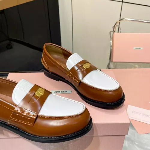 Replica MIU MIU Leather Shoes For Women #1305545 $98.00 USD for Wholesale