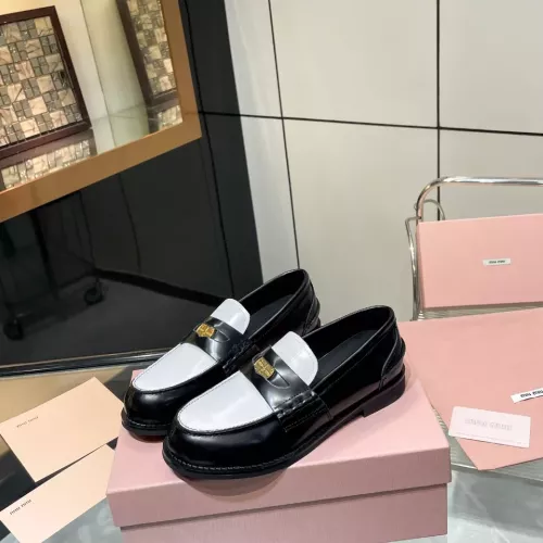 MIU MIU Leather Shoes For Women #1305546 $98.00 USD, Wholesale Replica MIU MIU Leather Shoes