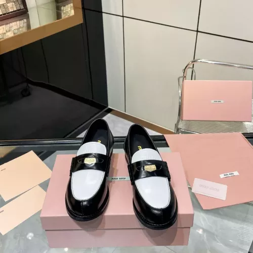 Replica MIU MIU Leather Shoes For Women #1305546 $98.00 USD for Wholesale
