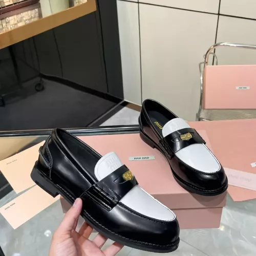 Replica MIU MIU Leather Shoes For Women #1305546 $98.00 USD for Wholesale