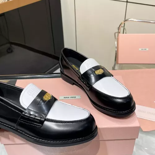 Replica MIU MIU Leather Shoes For Women #1305546 $98.00 USD for Wholesale