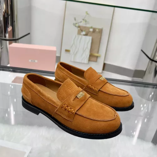 Replica MIU MIU Leather Shoes For Women #1305547 $98.00 USD for Wholesale