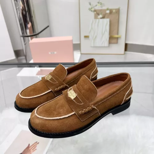 MIU MIU Leather Shoes For Women #1305548 $98.00 USD, Wholesale Replica MIU MIU Leather Shoes