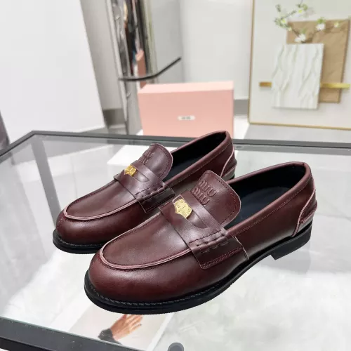 MIU MIU Leather Shoes For Women #1305550 $98.00 USD, Wholesale Replica MIU MIU Leather Shoes