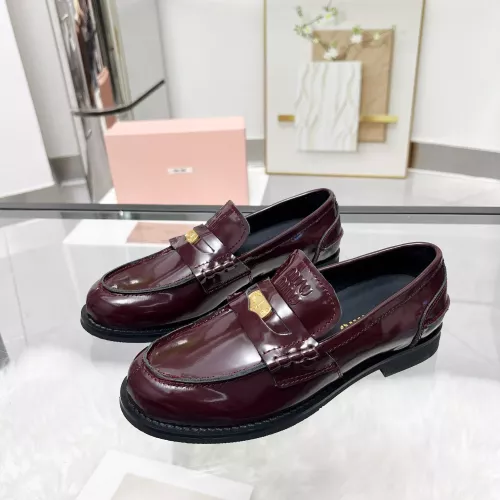 MIU MIU Leather Shoes For Women #1305551 $98.00 USD, Wholesale Replica MIU MIU Leather Shoes