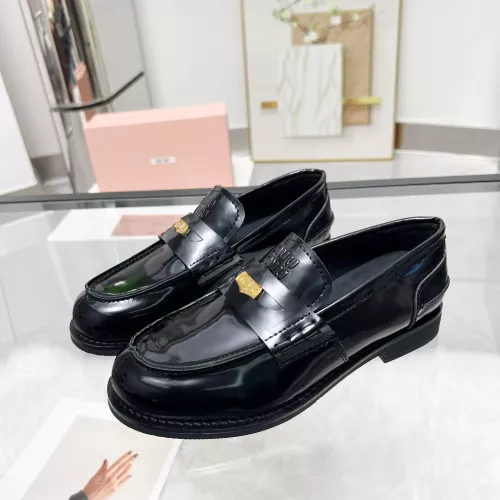 MIU MIU Leather Shoes For Women #1305552 $98.00 USD, Wholesale Replica MIU MIU Leather Shoes