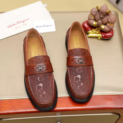Replica Salvatore Ferragamo Leather Shoes For Men #1340050 $88.00 USD for Wholesale