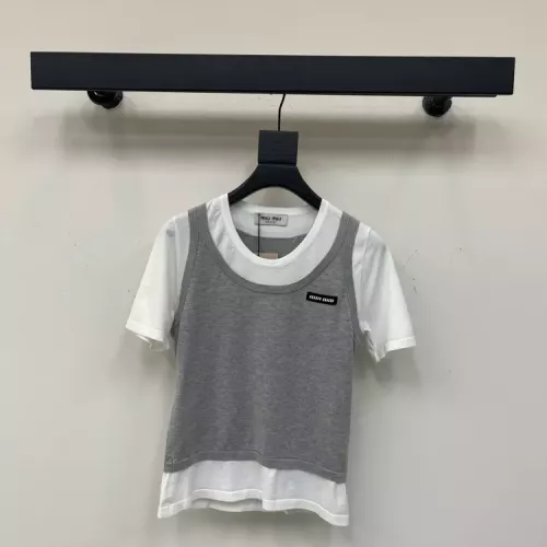 MIU MIU T-Shirts Short Sleeved For Women #1342490 $98.00 USD, Wholesale Replica MIU MIU T-Shirts