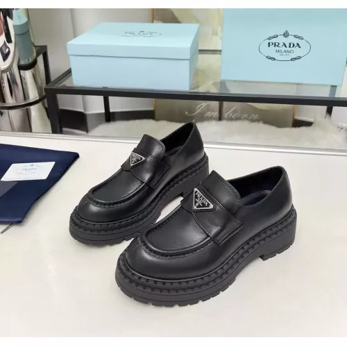 Prada Leather Shoes For Women #1357504 $100.00 USD, Wholesale Replica Prada Leather Shoes
