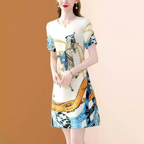 Replica Hermes Dresses Short Sleeved For Women #1359877 $80.00 USD for Wholesale