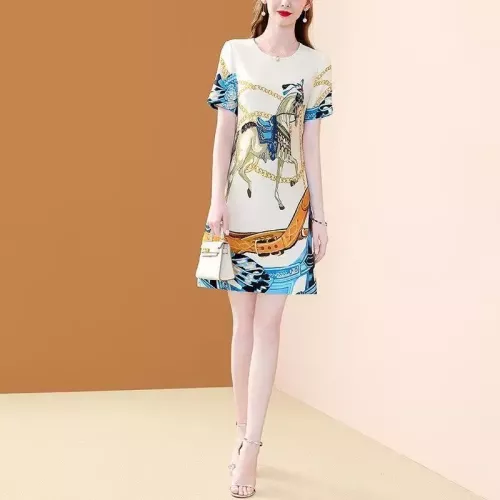 Replica Hermes Dresses Short Sleeved For Women #1359877 $80.00 USD for Wholesale