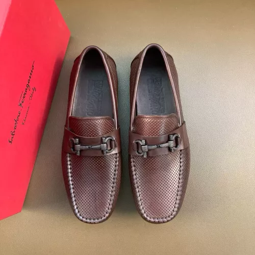 Replica Salvatore Ferragamo Leather Shoes For Men #1361609 $88.00 USD for Wholesale