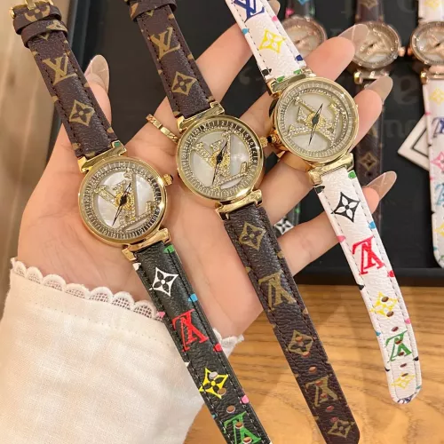 Replica Louis Vuitton Watches In Gold For Women #1369125 $36.00 USD for Wholesale