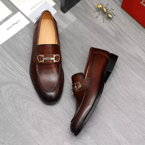Replica Salvatore Ferragamo Leather Shoes For Men #1373477 $100.00 USD for Wholesale