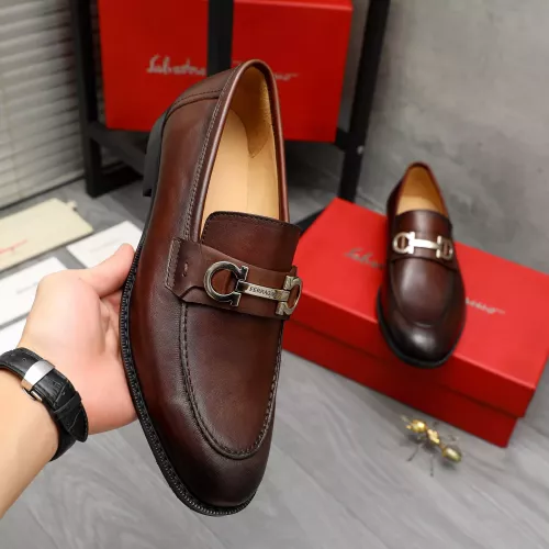 Replica Salvatore Ferragamo Leather Shoes For Men #1373477 $100.00 USD for Wholesale