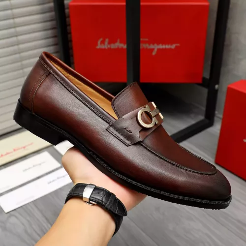 Replica Salvatore Ferragamo Leather Shoes For Men #1373477 $100.00 USD for Wholesale