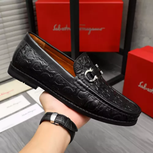 Replica Salvatore Ferragamo Leather Shoes For Men #1373663 $80.00 USD for Wholesale