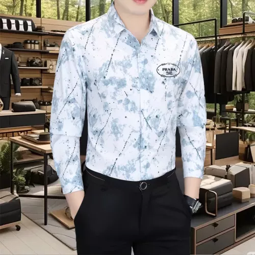 Replica Prada Shirts Long Sleeved For Men #1374898 $56.00 USD for Wholesale