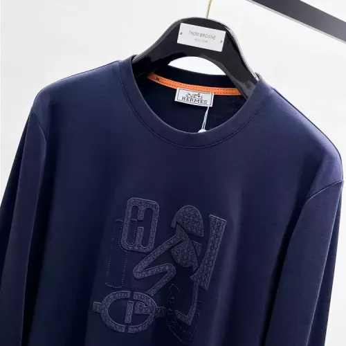 Replica Hermes T-Shirts Long Sleeved For Men #1378430 $82.00 USD for Wholesale