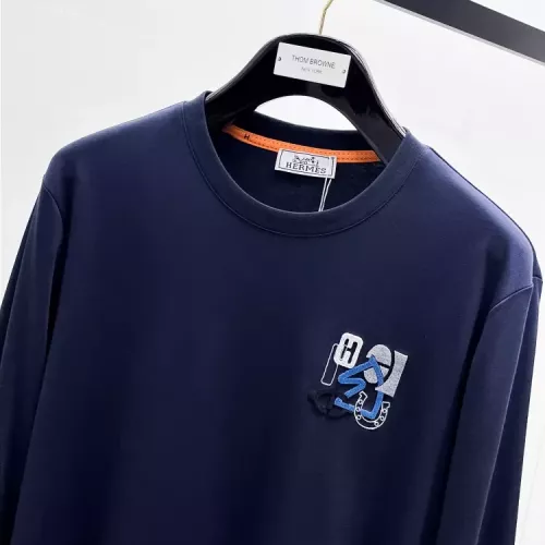 Replica Hermes T-Shirts Long Sleeved For Men #1378435 $82.00 USD for Wholesale