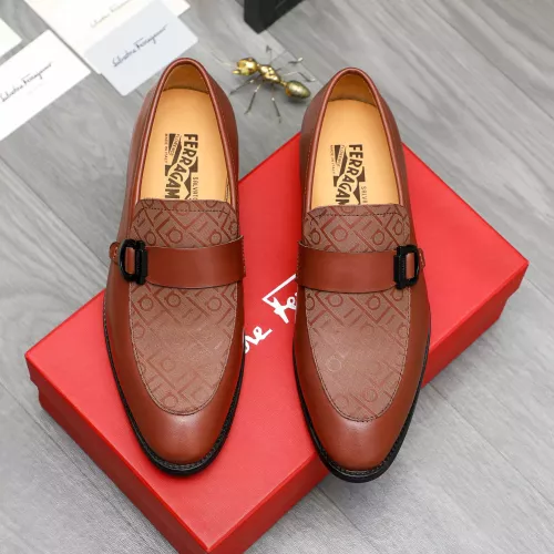 Replica Salvatore Ferragamo Leather Shoes For Men #1380558 $88.00 USD for Wholesale
