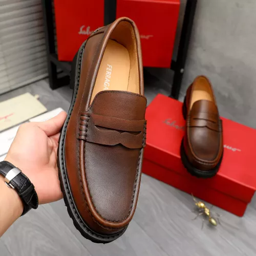 Replica Salvatore Ferragamo Leather Shoes For Men #1380640 $85.00 USD for Wholesale