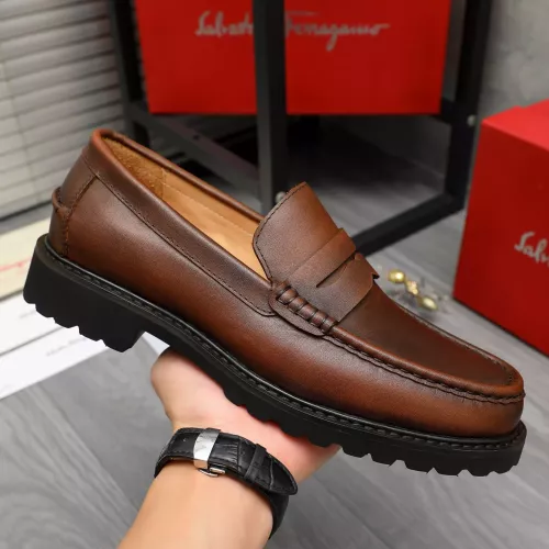 Replica Salvatore Ferragamo Leather Shoes For Men #1380640 $85.00 USD for Wholesale