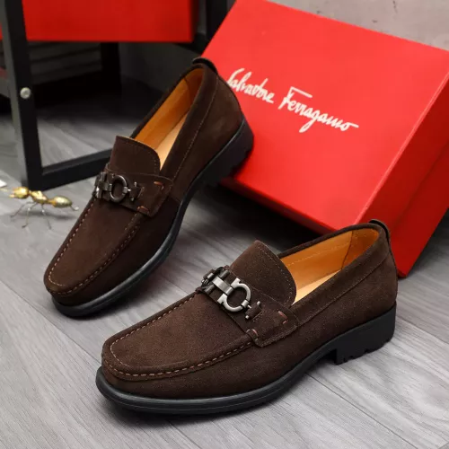 Replica Salvatore Ferragamo Leather Shoes For Men #1380671 $82.00 USD for Wholesale