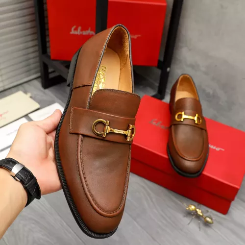 Replica Salvatore Ferragamo Leather Shoes For Men #1380691 $85.00 USD for Wholesale
