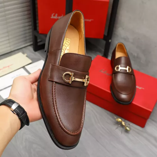 Replica Salvatore Ferragamo Leather Shoes For Men #1380695 $85.00 USD for Wholesale