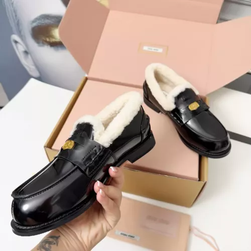 Replica MIU MIU Leather Shoes For Women #1381073 $105.00 USD for Wholesale