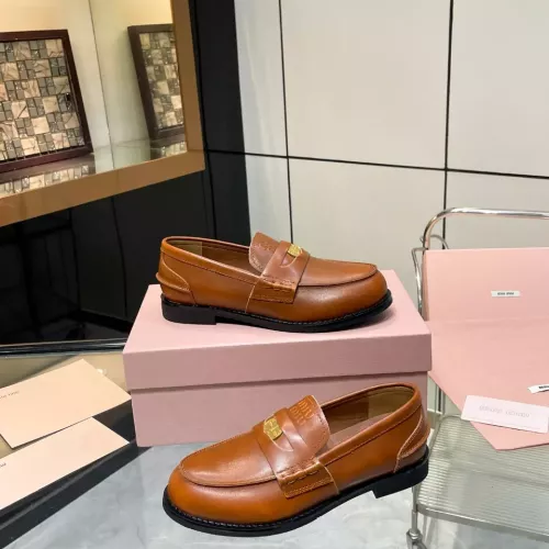 Replica MIU MIU Leather Shoes For Women #1381077 $102.00 USD for Wholesale