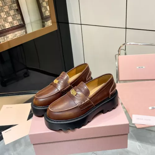 MIU MIU Leather Shoes For Women #1381116 $105.00 USD, Wholesale Replica MIU MIU Leather Shoes