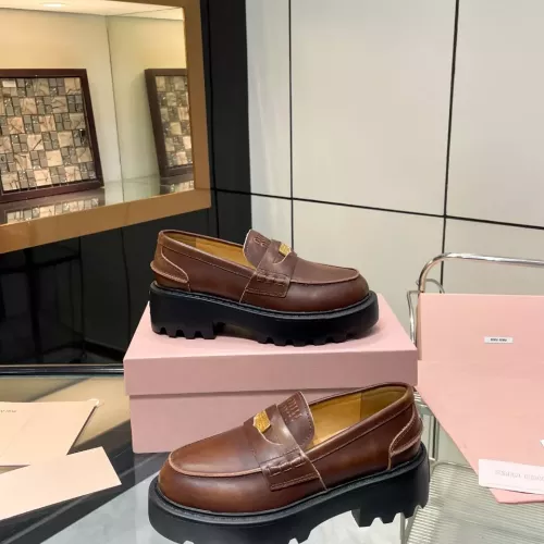 Replica MIU MIU Leather Shoes For Women #1381116 $105.00 USD for Wholesale