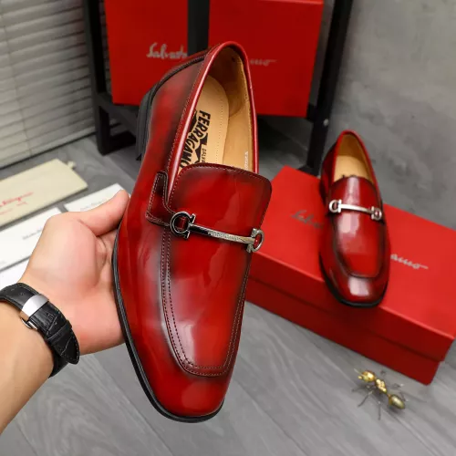 Replica Salvatore Ferragamo Leather Shoes For Men #1381831 $88.00 USD for Wholesale