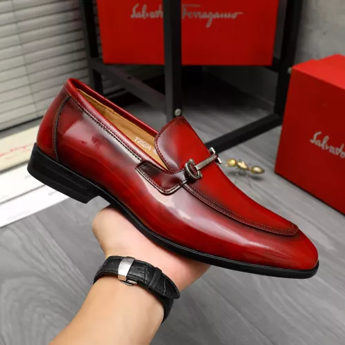 Replica Salvatore Ferragamo Leather Shoes For Men #1381831 $88.00 USD for Wholesale