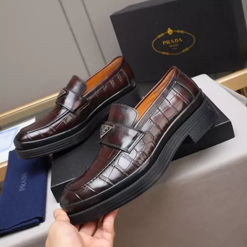 Replica Prada Leather Shoes For Men #1381838 $100.00 USD for Wholesale