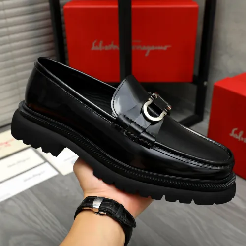 Replica Salvatore Ferragamo Leather Shoes For Men #1392109 $112.00 USD for Wholesale