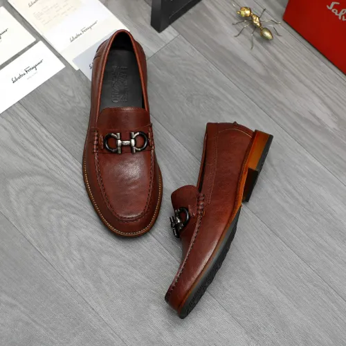 Replica Salvatore Ferragamo Leather Shoes For Men #1399156 $125.00 USD for Wholesale
