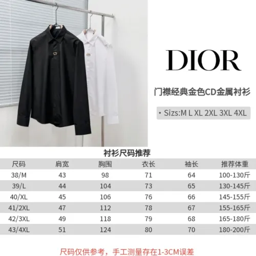 Replica Christian Dior Shirts Long Sleeved For Men #1399645 $64.00 USD for Wholesale