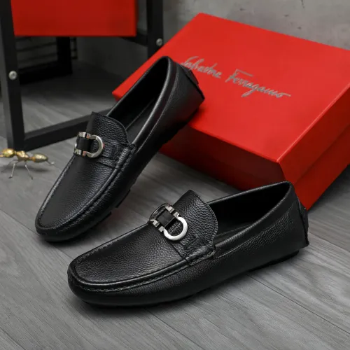 Replica Salvatore Ferragamo Leather Shoes For Men #1408682 $82.00 USD for Wholesale