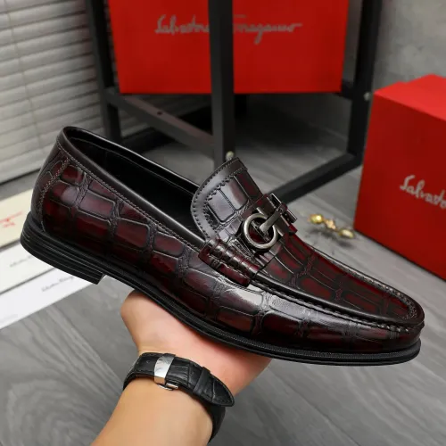 Replica Salvatore Ferragamo Leather Shoes For Men #1408685 $85.00 USD for Wholesale