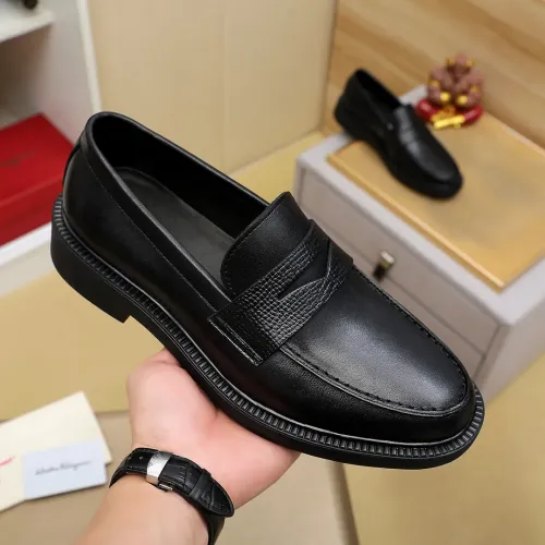 Replica Salvatore Ferragamo Leather Shoes For Men #1408696 $88.00 USD for Wholesale
