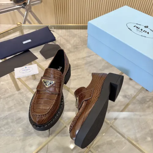 Replica Prada Leather Shoes For Women #1408701 $100.00 USD for Wholesale