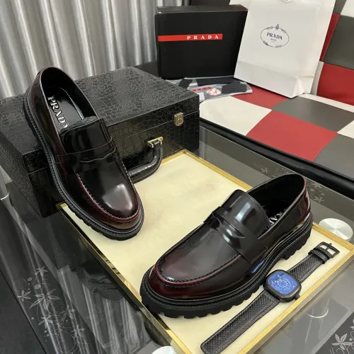 Replica Prada Leather Shoes For Men #1408769 $115.00 USD for Wholesale
