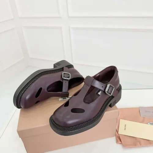 MIU MIU Leather Shoes For Women #1409418 $102.00 USD, Wholesale Replica MIU MIU Leather Shoes