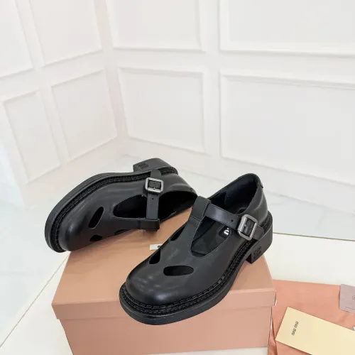 MIU MIU Leather Shoes For Women #1409419 $102.00 USD, Wholesale Replica MIU MIU Leather Shoes